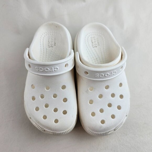 Crocs Classic Clog Kids Child 12 White Platform Slip On Sandals Shoes Gently use - Picture 4 of 10